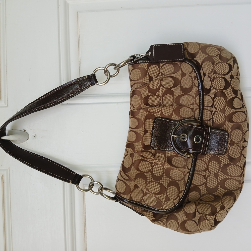 Coach Brown Shoulder Bag with Signature Pattern